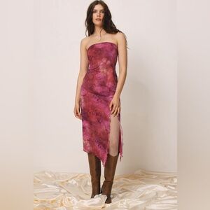 Urban Outfitters Samara Mesh Tub Dress - Red